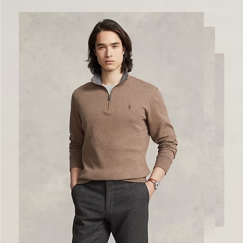 Ralph Lauren Quiet Luxury Brown Quarter-Zip Sweater